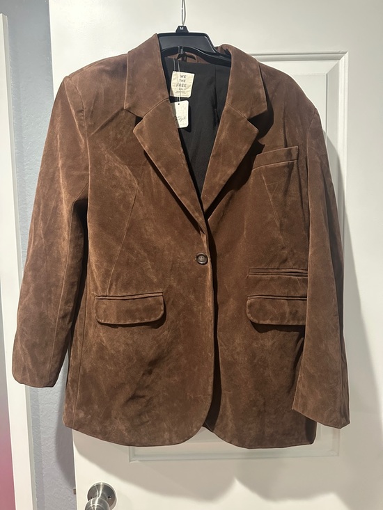 We The Free Jackets & Blazers - We The Free Chocolate Brown Suede Blazer Jacket